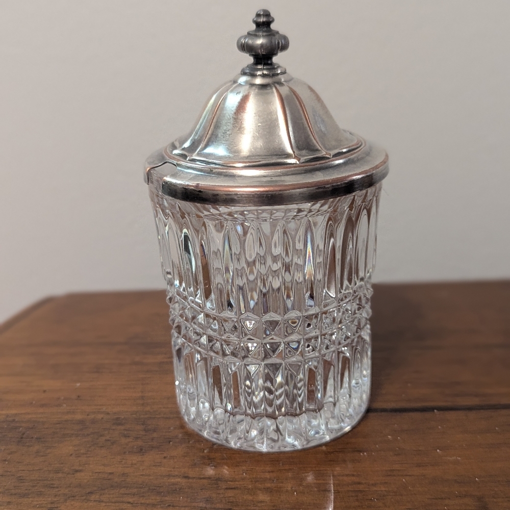 Lead crystal Jelly/Jam with Silver Plated Container
